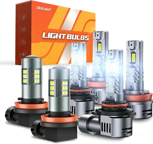 Vista 9 de SEALIGHT Bombillas LED antiniebla 9145 H10 Bule, 13,000 LM 6500K blanco frío H10, tamaño 1:1 9040 9140 9145 bombillas LED antiniebla