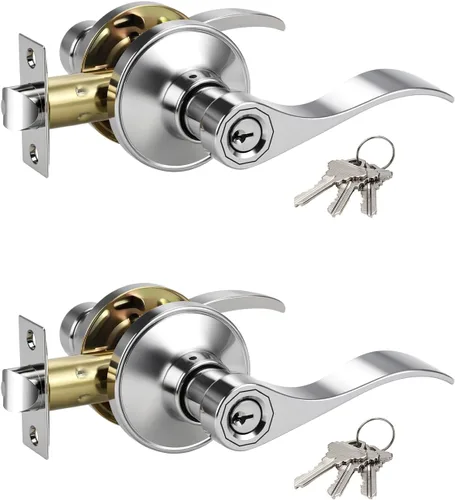 Vista 8 de Manija de puerta con llave y cerradura semejantes. Manija negra mate de puerta en combinación con llave. Manija de puerta estilo vintage negra, Negro