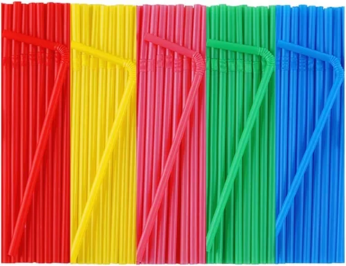 Vista 9 de 500 popotes flexibles de plástico desechables negros (0.23 pulgadas de diámetro y 7.7 pulgadas de largo)