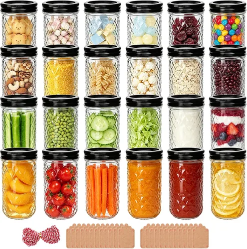 Vista 15 de Mini tarros Mason de 4 onzas, paquete de 4 frascos de gelatina de boca regular con tapas