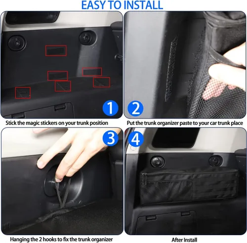 Vista 5 de Organizador de maletero de automóvil compatible con Toyota FJ Cruiser 2007-2021, organizador de almacenamiento trasero multicompartimento, bolsa