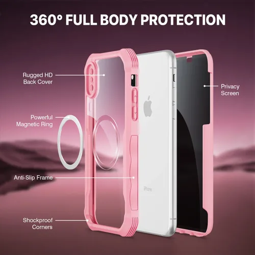 Vista 371 de CENHUFO Funda de privacidad para iPhone 11 Pro, funda de cuerpo completo con protector de pantalla de privacidad de vidrio templado 9H integrado