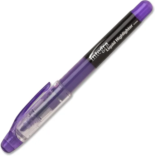 Vista 2 de Integra Resaltador de tinta líquida, punta de cincel, resistente a la decoloración, morado fluorescente (ITA33315)