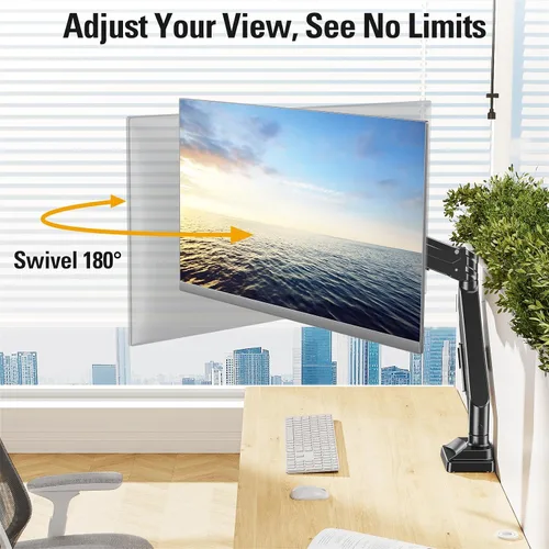 Vista 7 de Brazo de monitor único resistente para pantalla ultraancha de 13-42 pulgadas, soporte de monitor ajustable con giro de rotación de inclinación