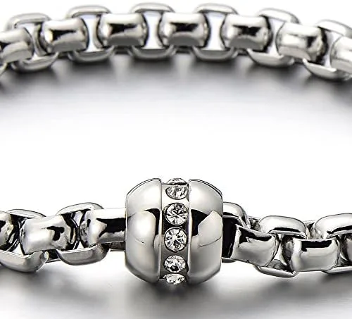 Vista 2 de COOLSTEELANDBEYOND - Pulsera de acero inoxidable para mujer, pulido con circonita cúbica