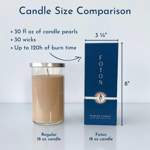 Vista 6 de Foton Vela Perlada 18 Oz - Velas de Cera en Polvo de Sidra Nevada, No Tóxicas, Lujo, Duraderas hasta 120 Horas - Vela Perlada de Arena Recargable