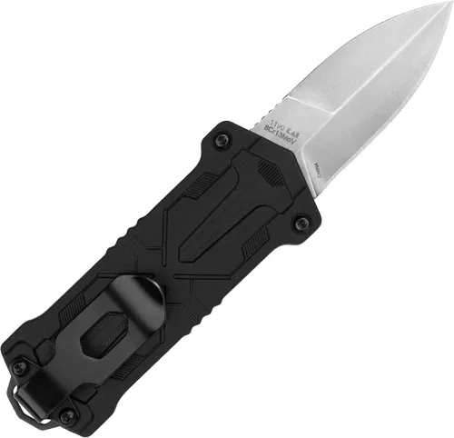 Vista 4 de Kershaw Kapsule - Cuchillo de bolsillo, negro, hoja de punta de lanza