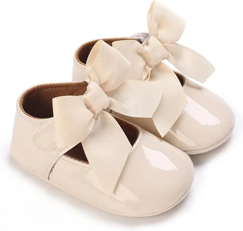 Vista 4 de COSANKIM Zapatos planos Mary Jane para bebés y niñas, suela de goma antideslizante, zapatos de vestir de princesa para boda