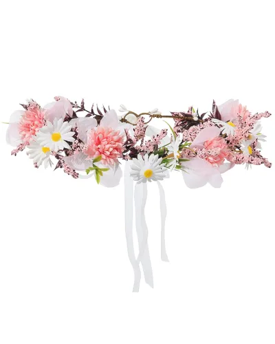 Vista 8 de Corona de flores sintéticas para mujer, diadema floral para novia Azul-1