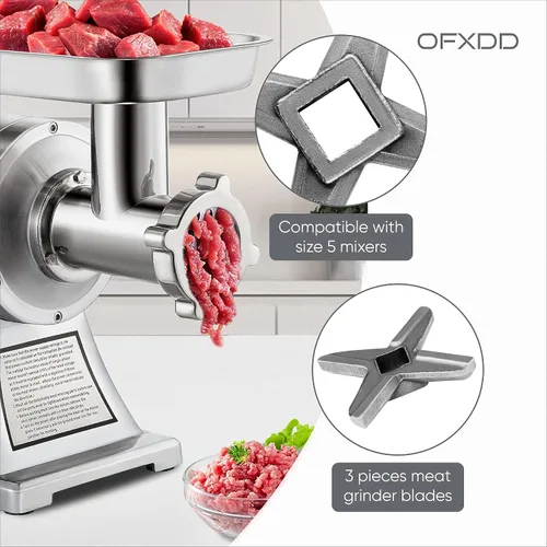 Vista 3 de Cuchillas de repuesto para picadora de carne de acero inoxidable, accesorios - SIze #5 - Paquete de 3 - Cuchilla para moler y cortar