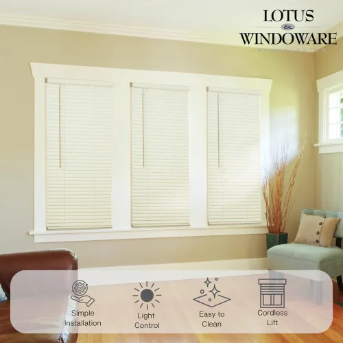 Vista 3 de LOTUS & WINDOWARE - Persiana pequeña de vinilo sin cuerda 1 pulgada