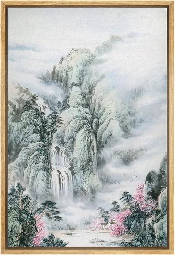 Vista 14 de NWT Impresión en lienzo enmarcado para pared, acuarela, grullas, pájaros volando, naturaleza salvaje, ilustraciones de arte moderno decorativo