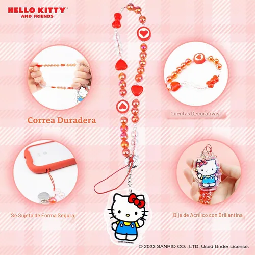 Vista 2 de iFace - Pulsera de cuentas de Hello Kitty y sus amigos - Correa universal para teléfono con dije, bonita cadena para muñeca, cordón estético a.