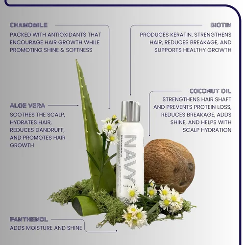 Vista 3 de NAVY Hair Care Search & Rescue - Suero de tratamiento fortificante Mezcla botánica enriquecida con biotina con extracto de manzanilla, coco