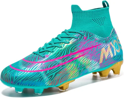 Vista 2 de JIEBUNIAO Botas de fútbol para hombre, tacos profesionales, zapatos de césped para mujer, tenis de entrenamiento de fútbol atlético para niños