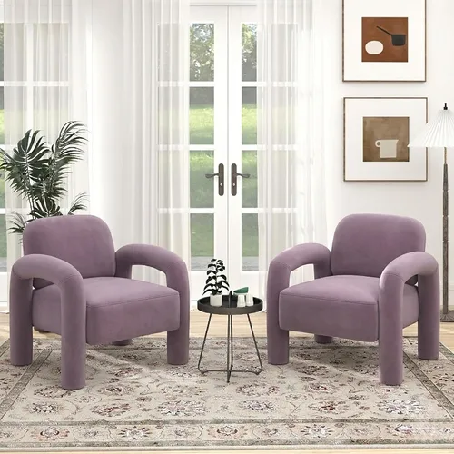 Vista 24 de Silla decorativa moderna, cómoda silla tapizada de terciopelo, acogedora silla individual de tocador, silla de barril copetudo, silla de lectura