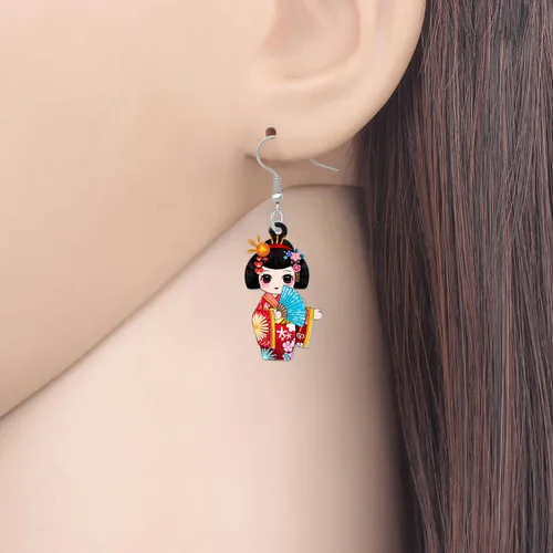 Vista 48 de DUOWEI Aretes de acrílico estilo japonés con diseño de anime para muñeca, colgantes, joyería para mujer