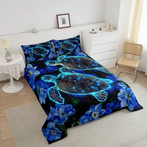 Vista 178 de Erosebridal Juego de edredón de hojas de cannabis, juego de ropa de cama de marihuana con estampado colorido de plantas, decoración bohemia de 2