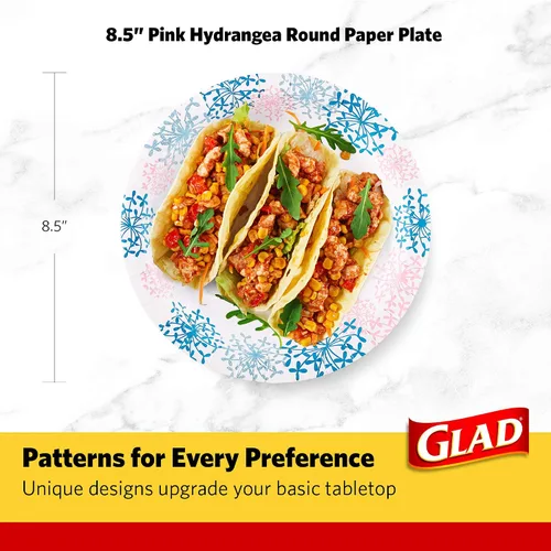 Vista 6 de Glad Platos desechables redondos de papel para todas las ocasiones, a prueba de remojo, a prueba de cortes, aptos para microondas, resistentes, 8.5