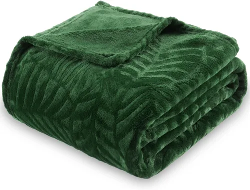 Vista 13 de SOCHOW Manta de forro polar de franela súper suave, ligera y acogedora manta de felpa con textura de hojas cálidas para cama, sofá, 50 x 60