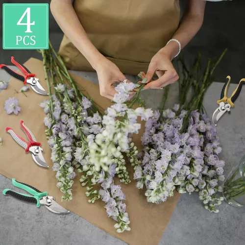 Vista 7 de Lothee 4 tijeras de podar para jardinería, tijeras de jardín de mano, tijeras de jardín resistentes, tijeras de corte de plantas de setos, tijeras