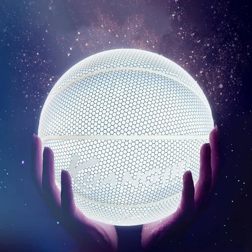 Vista 7 de Kuangmi Baloncesto reflectante brillante holográfico luminoso para juego nocturno, canasta iluminada, tamaño oficial 7 29.5 pulgadas