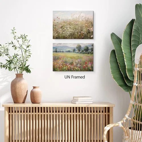 Vista 6 de QMWIDKL Arte de Pared Vintage de Flores Silvestres Pósters Botánicos Florales Retro Impresiones de Campo Campestre Pinturas de Paisaje Imágenes