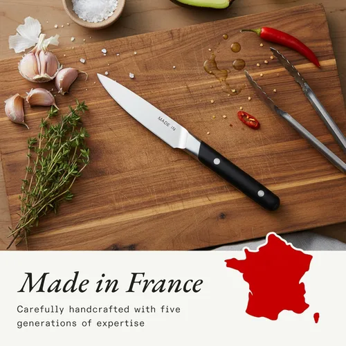 Vista 6 de Made In Cookware - Cuchillo de pelar de 4" Francia - Mango negro de trufa de espiga completa