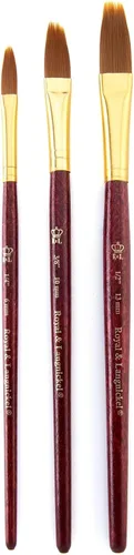 Vista 2 de Royal & Langnickel RSET-9140 Zip N' Close Oro Taklon Filbert Peine Set de 3 piezas