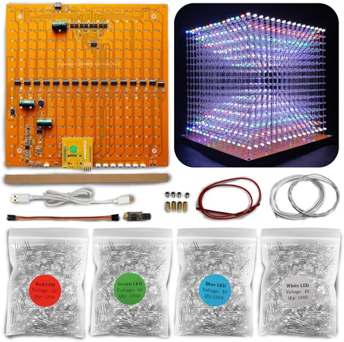 Vista 14 de Mini 3D Led Cube DIY Kit de Electrónica Kit de Proyecto de Soldadura (3D16MINI-ALLBLUE-KIT)