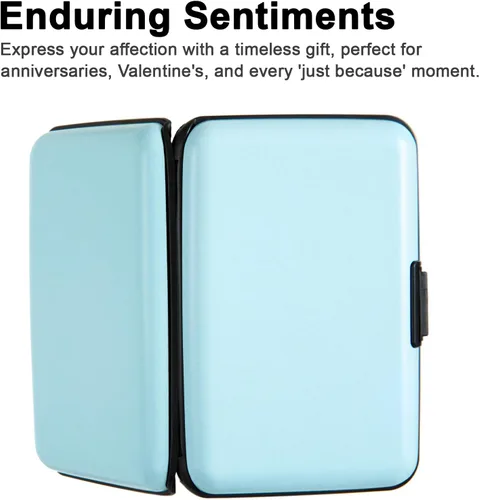 Vista 67 de Soporte para tarjetas de crédito, cartera metálica con bloqueo RFID para tarjetas de identificación para mujeres y hombres, funda rígida de aluminio