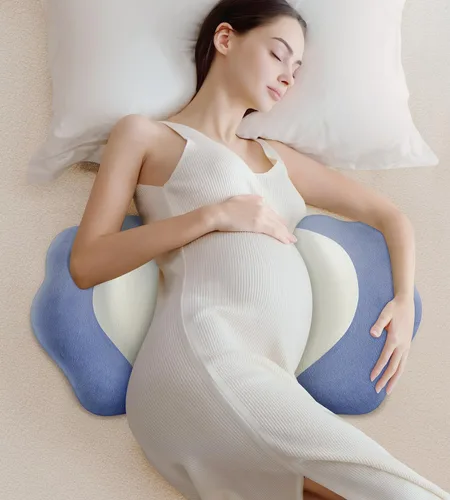 Vista 11 de DONAMA Almohada de embarazo para dormir, desmontable y ajustable, almohada de maternidad de apoyo de doble cara, agradable a la piel para mujeres