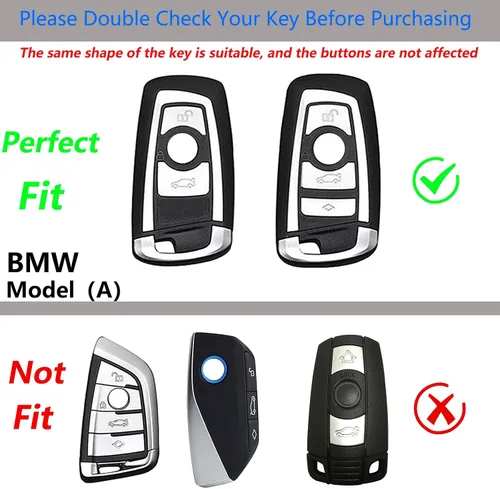 Vista 2 de Funda para llavero BMW con llavero, fibra de carbono real, protección de aleación de zinc, compatible con BMW 1 3 4 5 6 7 Series X1 X3 X4 M5 M6 GT3