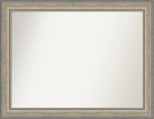 Vista 291 de Amanti Art Espejo de baño plateado para sobre el fregadero, 28 x 37 pulgadas, elegante espejo rectangular de peltre cepillado, marco de madera