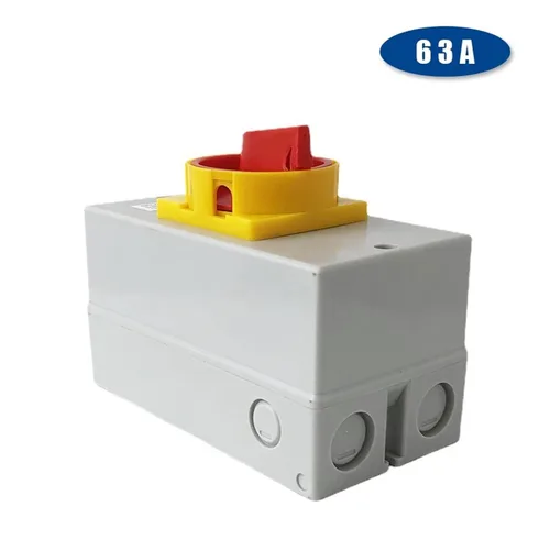 Vista 3 de YMD11-63D ON-OFF Interruptor de desconexión aislador de dos posiciones 63A 3P candado Cam Changeover 1 unids (base negra 3P)