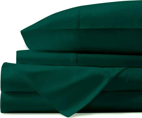 Vista 8 de Juego de cama de 5 piezas, 100% algodón egipcio de 600 hilos, fundas de almohada y sábana bajera con bolsillo extra profundo, ropa de cama suave
