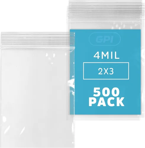 Vista 16 de Bolsas reutilizables de plástico transparente con cremallera – Paquete de 100 unidades GPI a granel de 2 x 3 pulgadas de grosor, resistentes