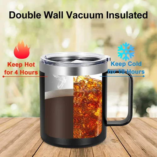 Vista 2 de Lifecapido Regalos de campamento para hombres, taza de café aislada King Of The Camper de 12 onzas, regalo de cumpleaños, regalo de Navidad, regalos