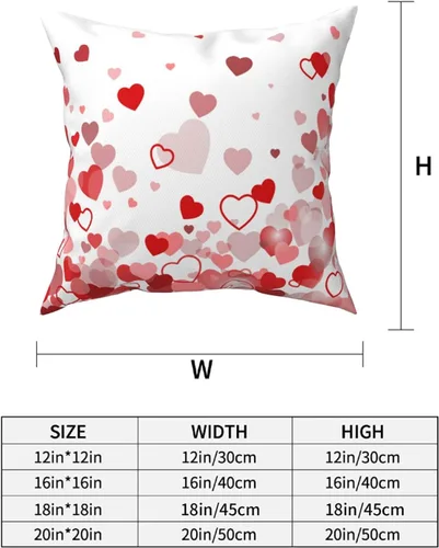 Vista 4 de Juego de 2 fundas de almohada de corazón para el día de San Valentín, fundas de almohada de corazones de amor de 18 x 18 pulgadas, funda de almohada