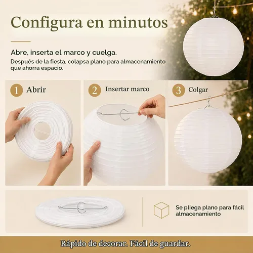Vista 5 de LIHAO Linternas de papel blanco de 6 pulgadas, paquete de 10