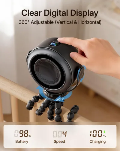 Vista 5 de SWEETFULL Ventilador de cochecito portátil, ventilador de bebé a prueba de Negro