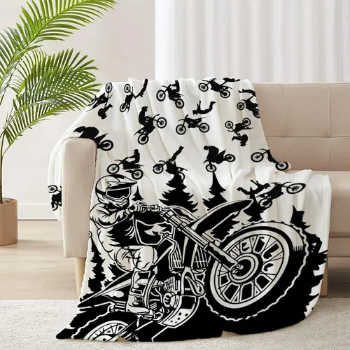 Vista 40 de Manta de forro polar suave para regalo de motocicletas de motocross, manta acogedora de franela, aire acondicionado, 50x40 pulgadas para niños