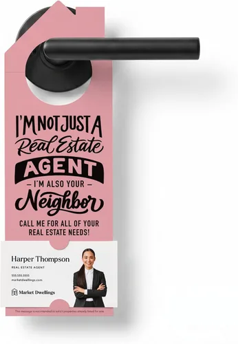 Vista 14 de Market Dwellings Perchas de puerta de bienes raíces para agentes – "I'm Not Just a Real Estate Agent, I'm Also Your Neighbor" – Perchas de puerta
