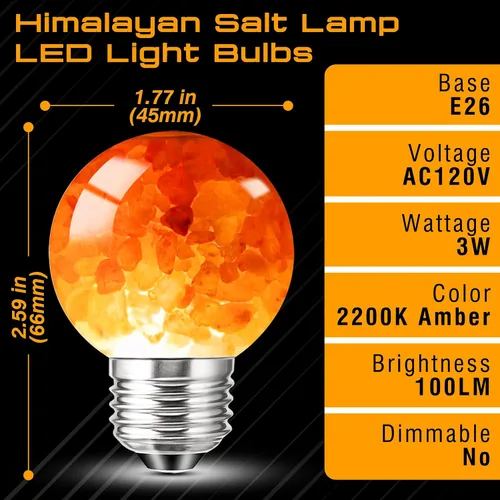 Vista 2 de Bombillas LED para lámpara de sal del Himalaya, E26 2200 K rosa ámbar cálido, luz nocturna de iluminación de estado de ánimo, bombillas E26 G45
