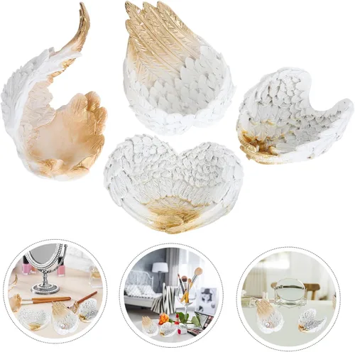 Vista 3 de Holibanna 4pcs jewelry display tray bracelet display stand vanity decor table top decor resin trinket tray jewelry tray jewelry dish Resin Crafts