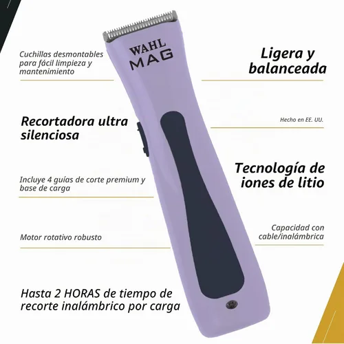 Vista 4 de Wahl Professional Sterling Mag - Batería de iones de litio con motor giratorio inalámbrico Lightweight Ultra Quiet Trimmer for Hair, Beard & Neck