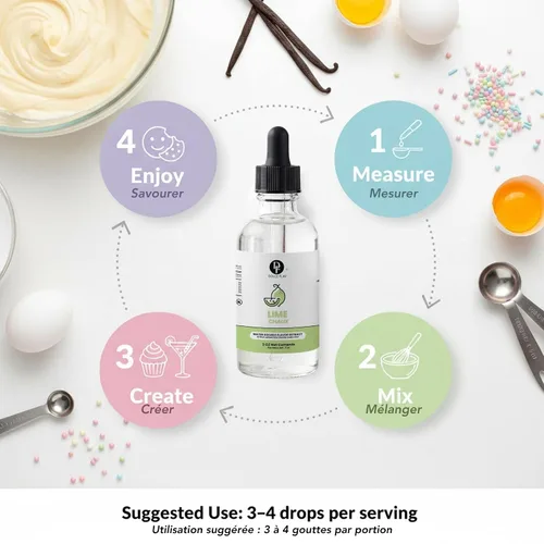 Vista 7 de Dolce Flav Extracto de lima natural – 2 onzas de Kosher soluble en aceite, sin azúcar, sabor concentrado a lima cítrica para dulces, chocolates