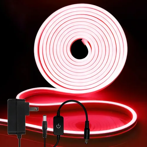 Vista 26 de iNextStation Blue LED Light Strip, 16.4ft/5m 12V Silicone Flexible Neon Rope Lights, IP65 Waterproof Cuttable LED Strip Lights for Gaming Room