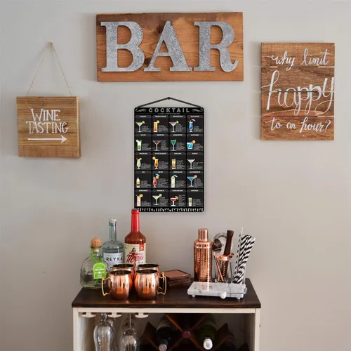 Vista 2 de Carteles de metal para cafetería, coctelería mixología, guía de recetas de cóctel, cocina, bar, pub, decoración artística de pared, 8 x 12 pulgadas