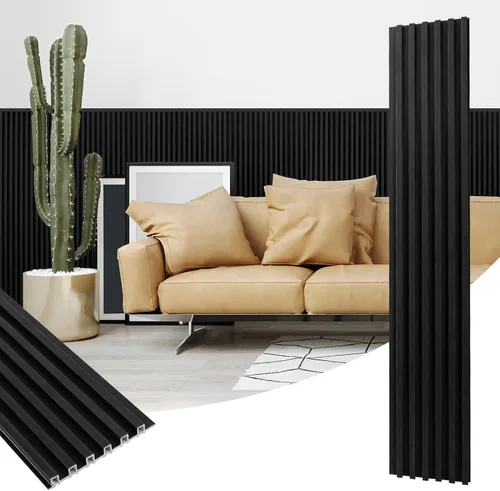 Vista 12 de Paneles de revestimiento de pared de listones de madera, paquete de 3 paneles de pared 3D de WPC insonorizados para decoración de pared
